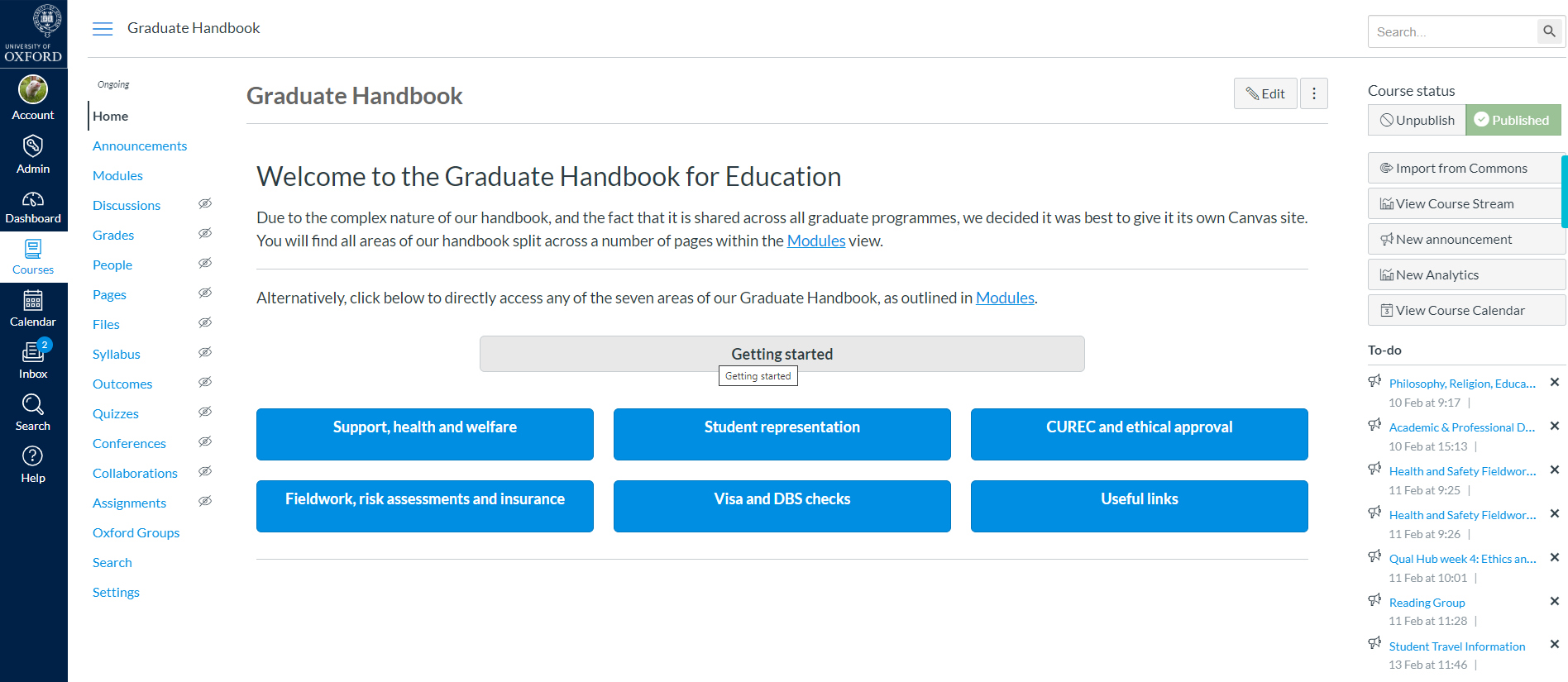 handbooks in canvas department of education