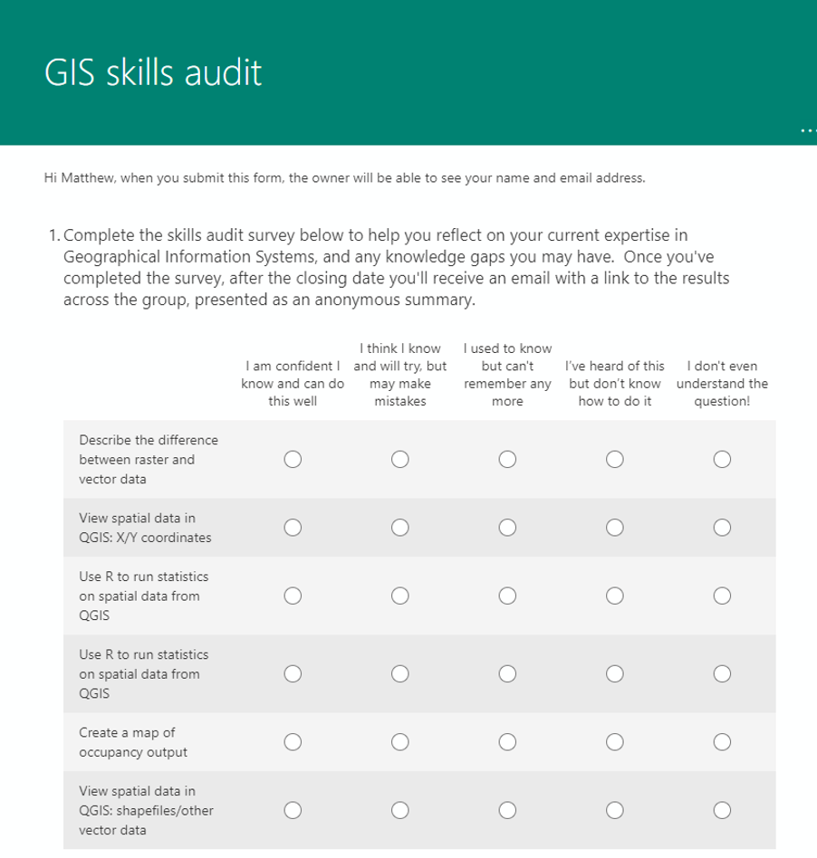 screenshot of designing or adapting ms survey