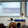 Photo of Vice-Chancellor, Professor Irene Tracey CBE, opening the symposium
