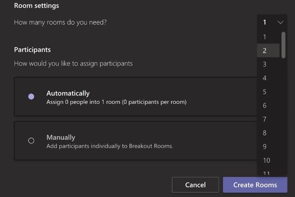 Create a break out room automatically or manually