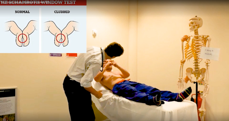  A screenshot taken from a clinical anatomy video illustrating an examination whilst incorporating further information through an inlay    