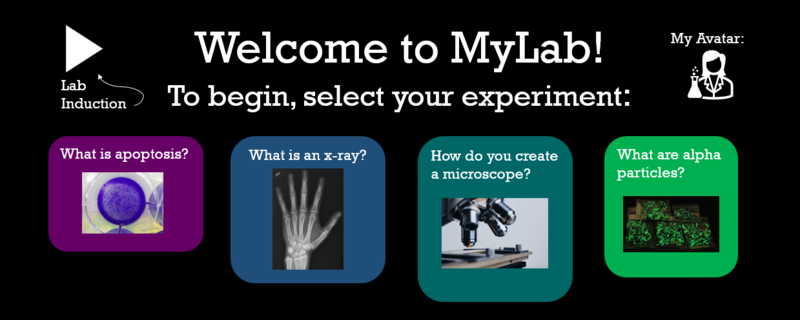 The user interface of MyLab, which hosts a range of virtual experiments to allow students to experience the laboratory environment and gain technical skills. screen shot of MyLab account