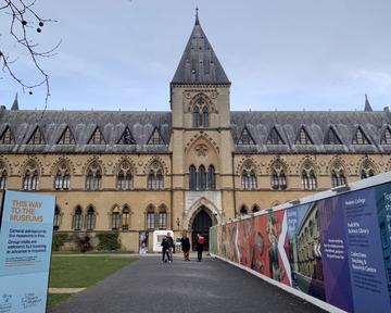 view of christ church from meadow with exhibtion stands