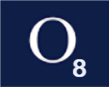 Oxygenate logo oxygenate logo blue background with capital letter O to logarithm 8